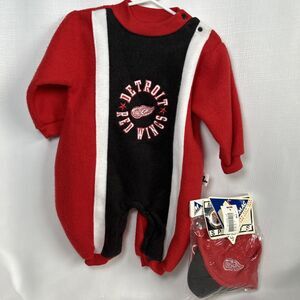 NWT Mighty Mac Sears 6/9 Months Body Suit With Hat Detroit Red Wings NHL